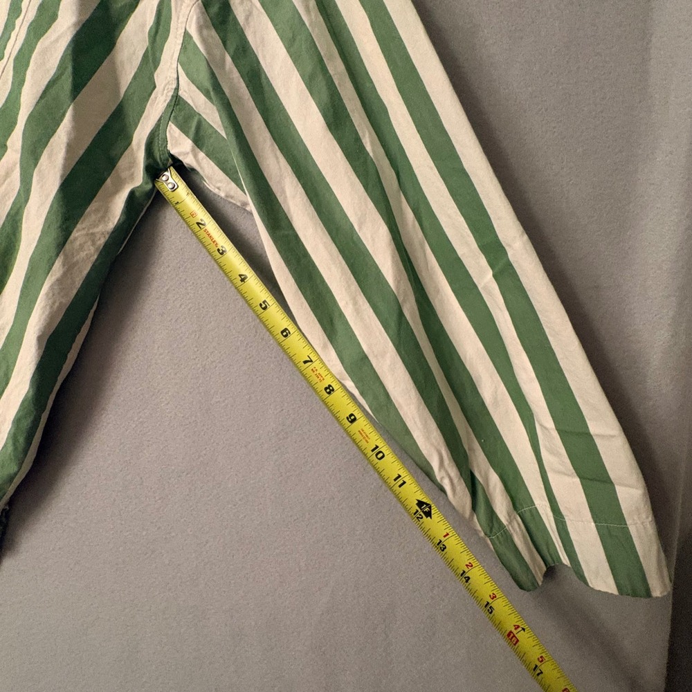 Hanna Andersson Pajama Set Green White Striped Cotton Button Down Top Shorts L - Picture 14 of 16